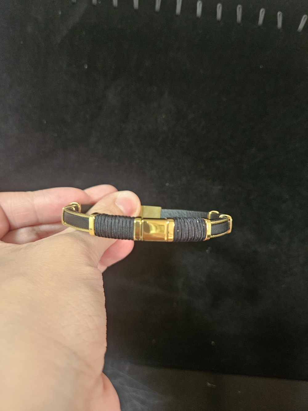 Gold Filled Accent Black Wrapped Smart Bracelet Band